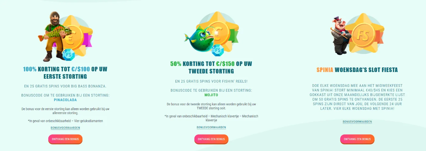 Spinia Casino Promoties en Bonussen